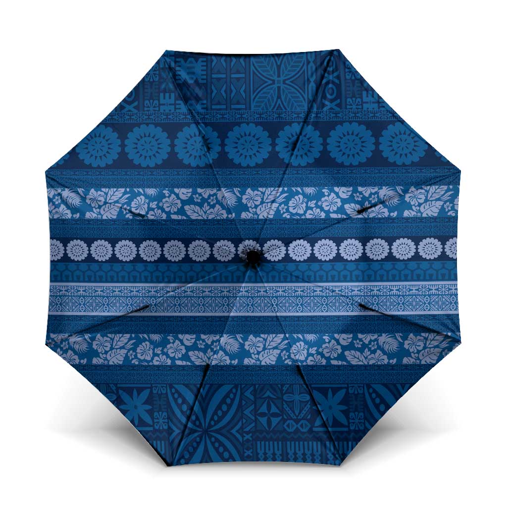 Fiji Marau na Kerisimasi Umbrella Blue Tapa Masi Inspired Christmas - Polynesian Pride