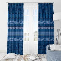 Fiji Marau na Kerisimasi Window Curtain Blue Tapa Masi Inspired Christmas - Polynesian Pride