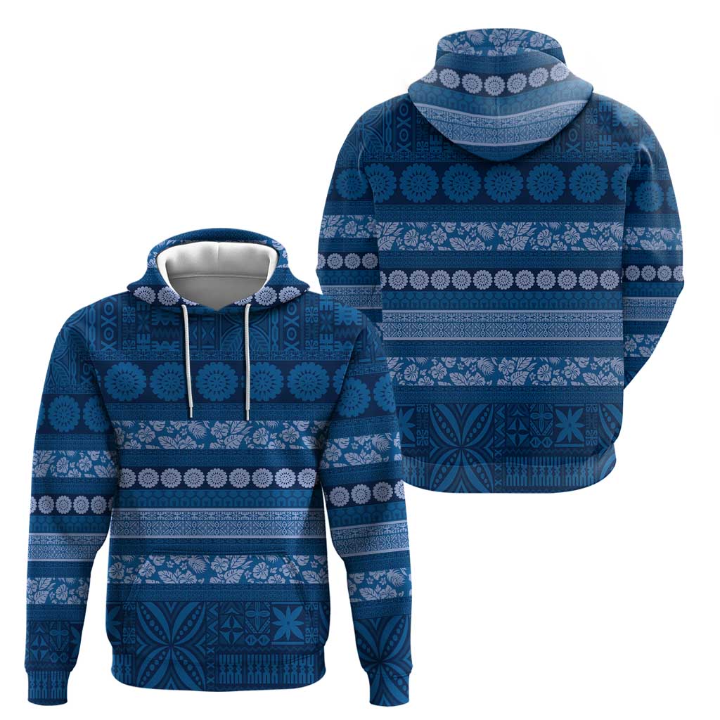 Fiji Marau na Kerisimasi Zip Hoodie Blue Tapa Masi Inspired Christmas - Polynesian Pride