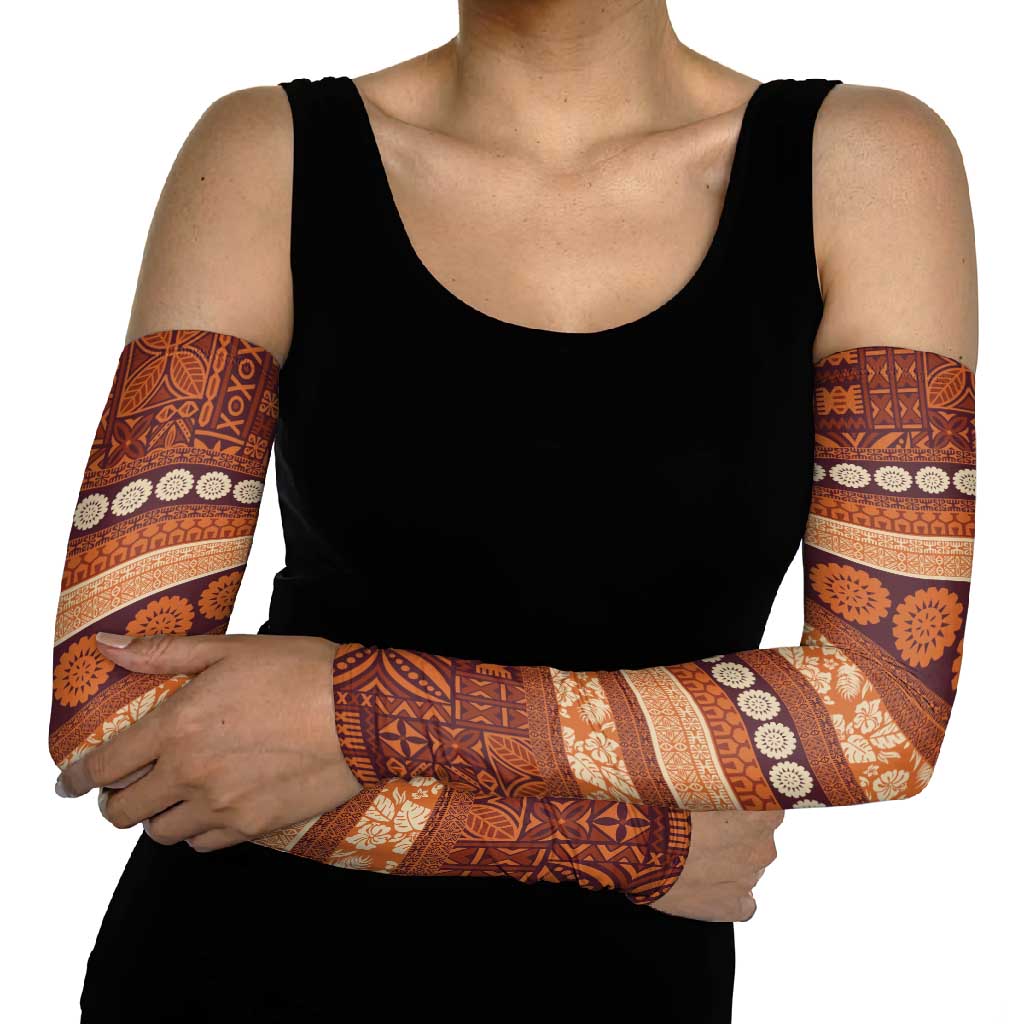 Fiji Marau na Kerisimasi Arm Sleeves Gold Tapa Masi Inspired Christmas - Polynesian Pride
