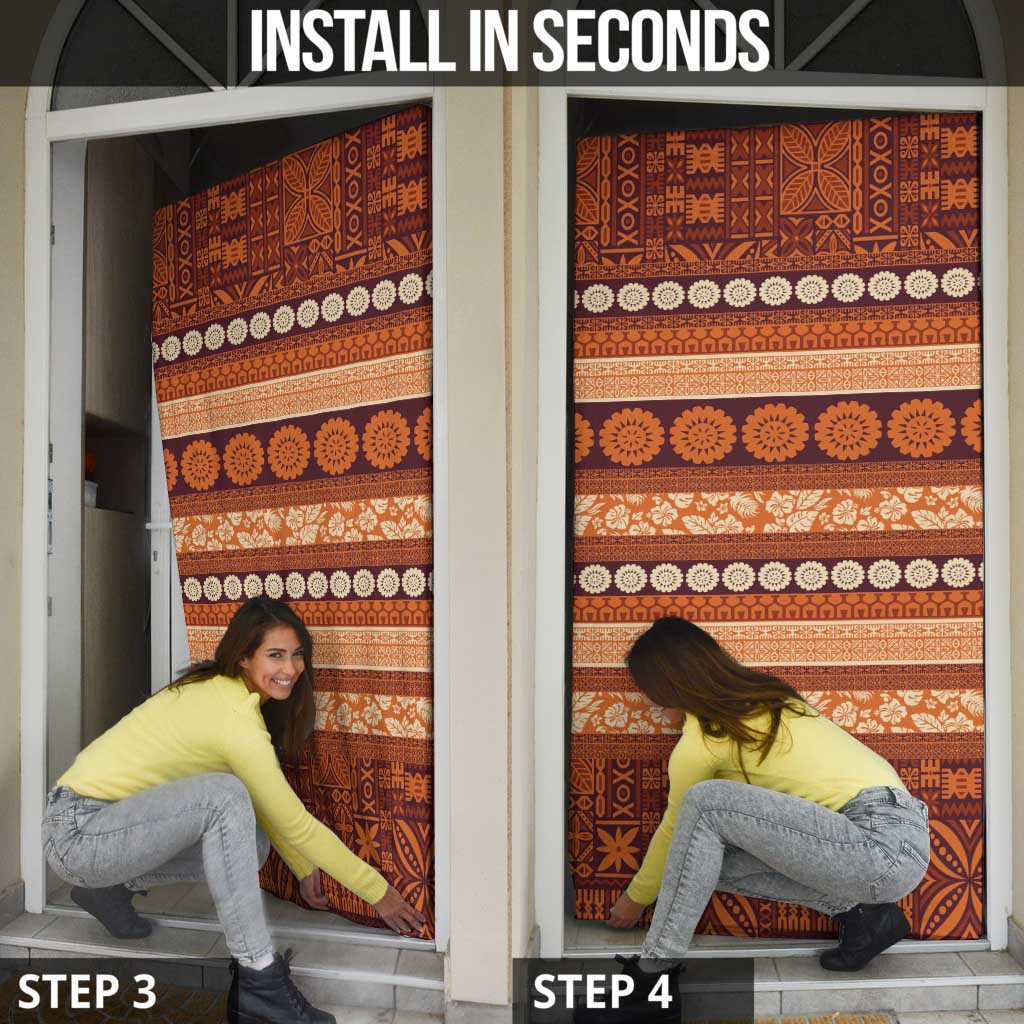 Fiji Marau na Kerisimasi Door Cover Gold Tapa Masi Inspired Christmas - Polynesian Pride