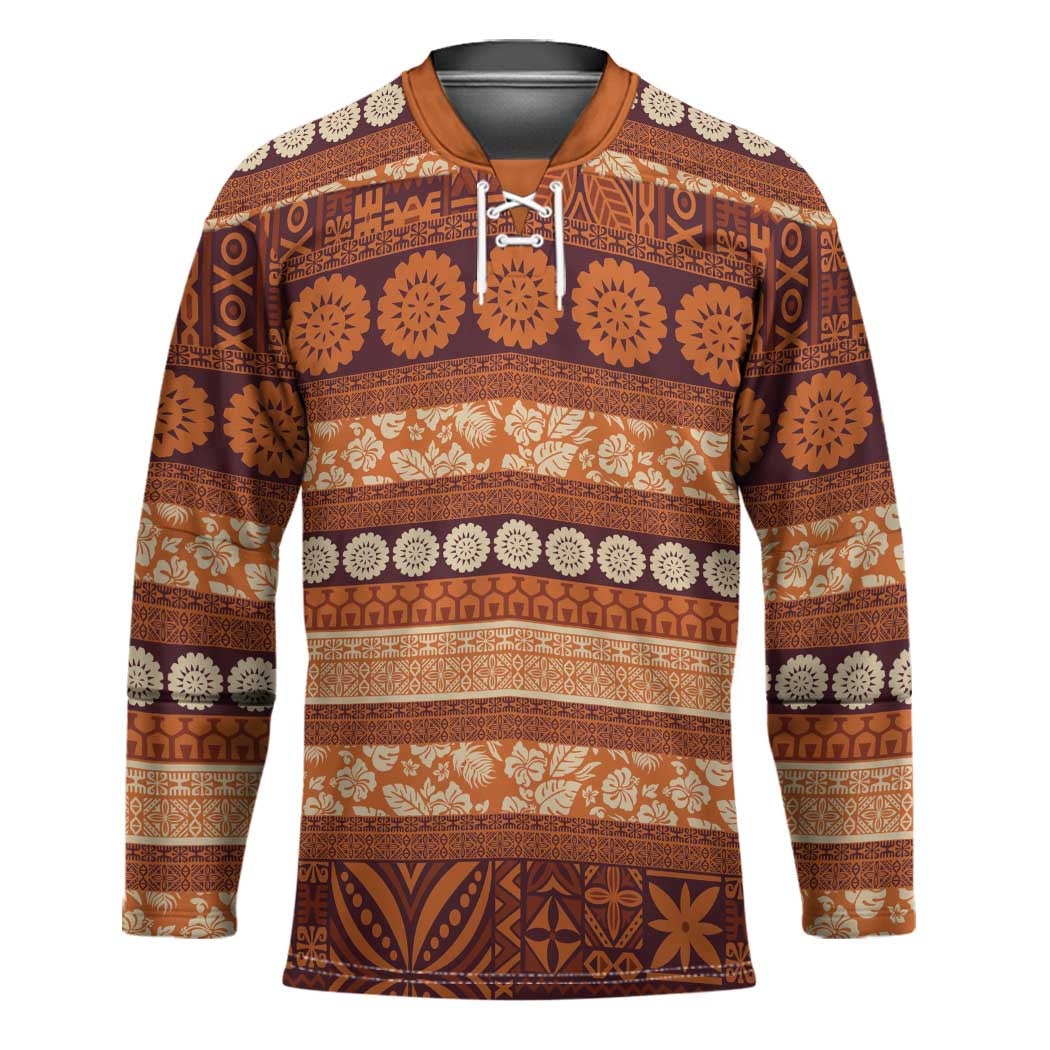 Fiji Marau na Kerisimasi Hockey Jersey Gold Tapa Masi Inspired Christmas - Polynesian Pride