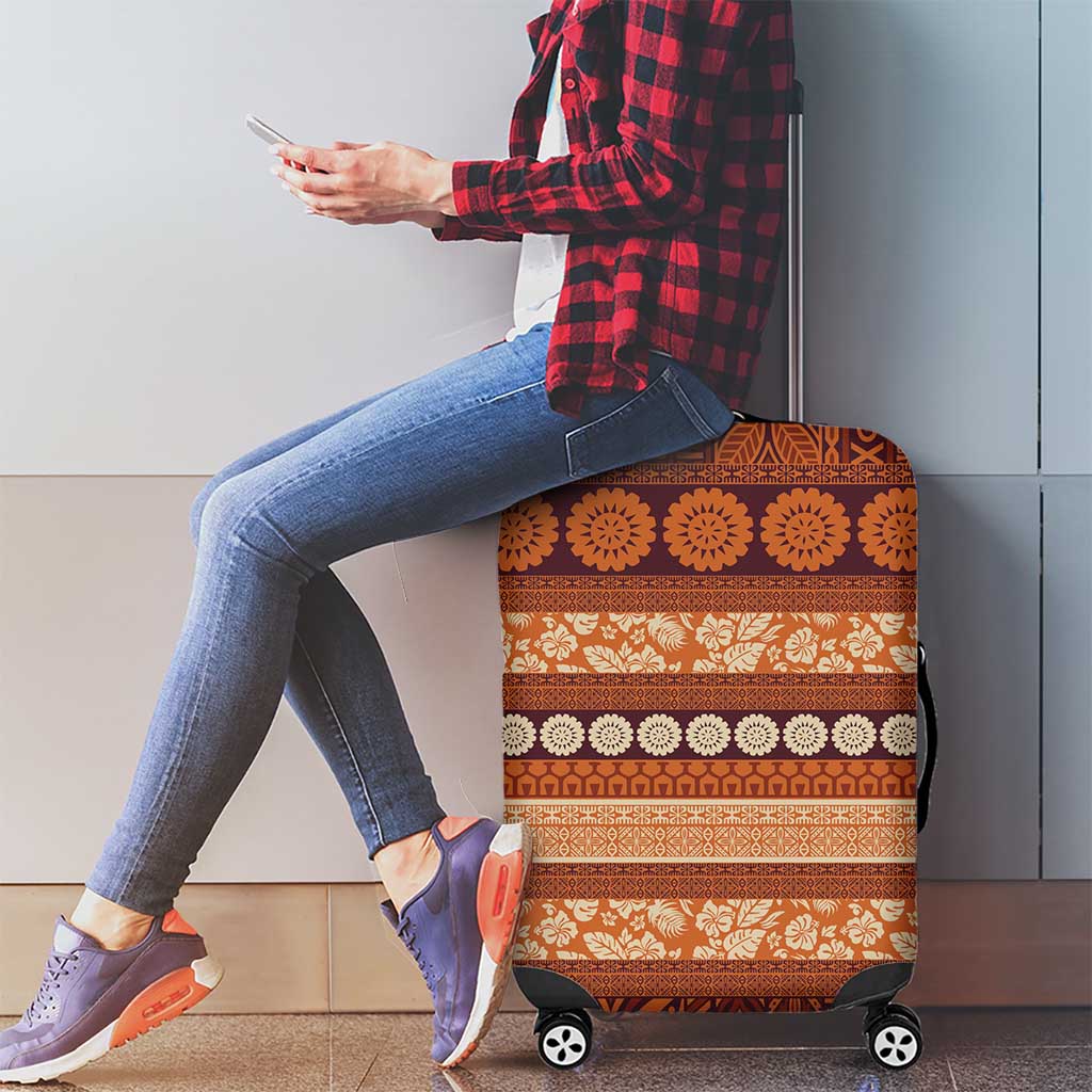 Fiji Marau na Kerisimasi Luggage Cover Gold Tapa Masi Inspired Christmas - Polynesian Pride