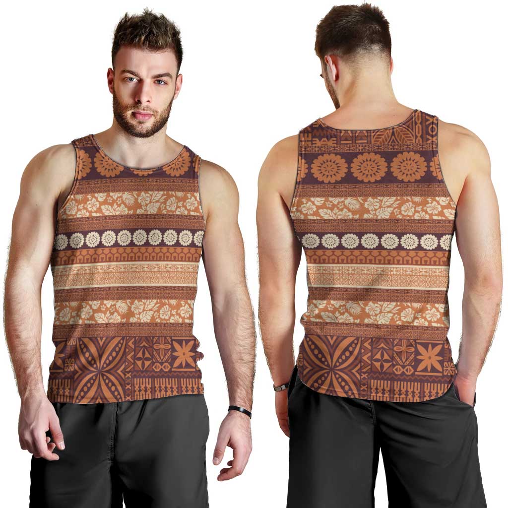Fiji Marau na Kerisimasi Men Tank Top Gold Tapa Masi Inspired Christmas - Polynesian Pride