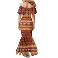 Fiji Marau na Kerisimasi Mermaid Dress Gold Tapa Masi Inspired Christmas - Polynesian Pride
