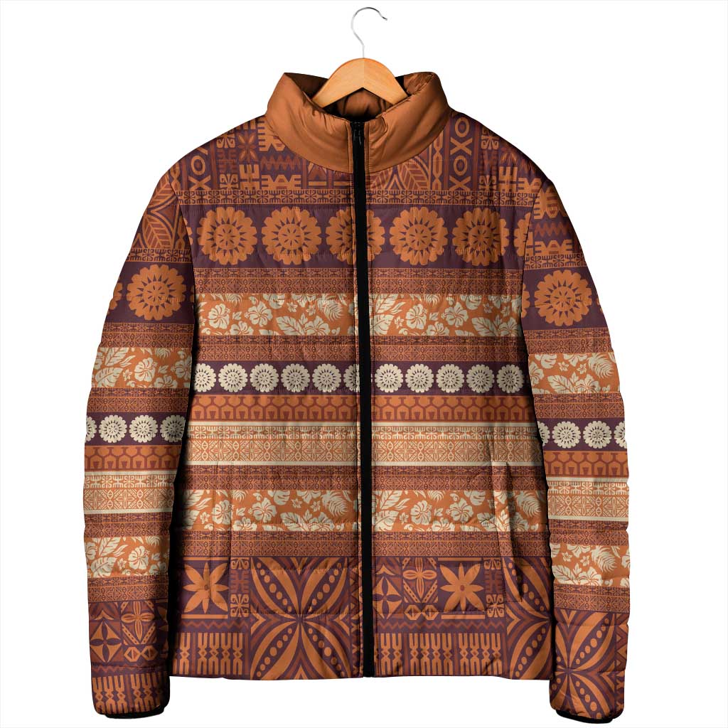 Fiji Marau na Kerisimasi Padded Jacket Gold Tapa Masi Inspired Christmas - Polynesian Pride