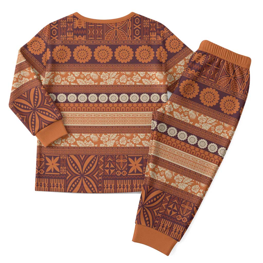 Fiji Marau na Kerisimasi Christmas Pajama Set Gold Tapa Masi Inspired Christmas - Polynesian Pride