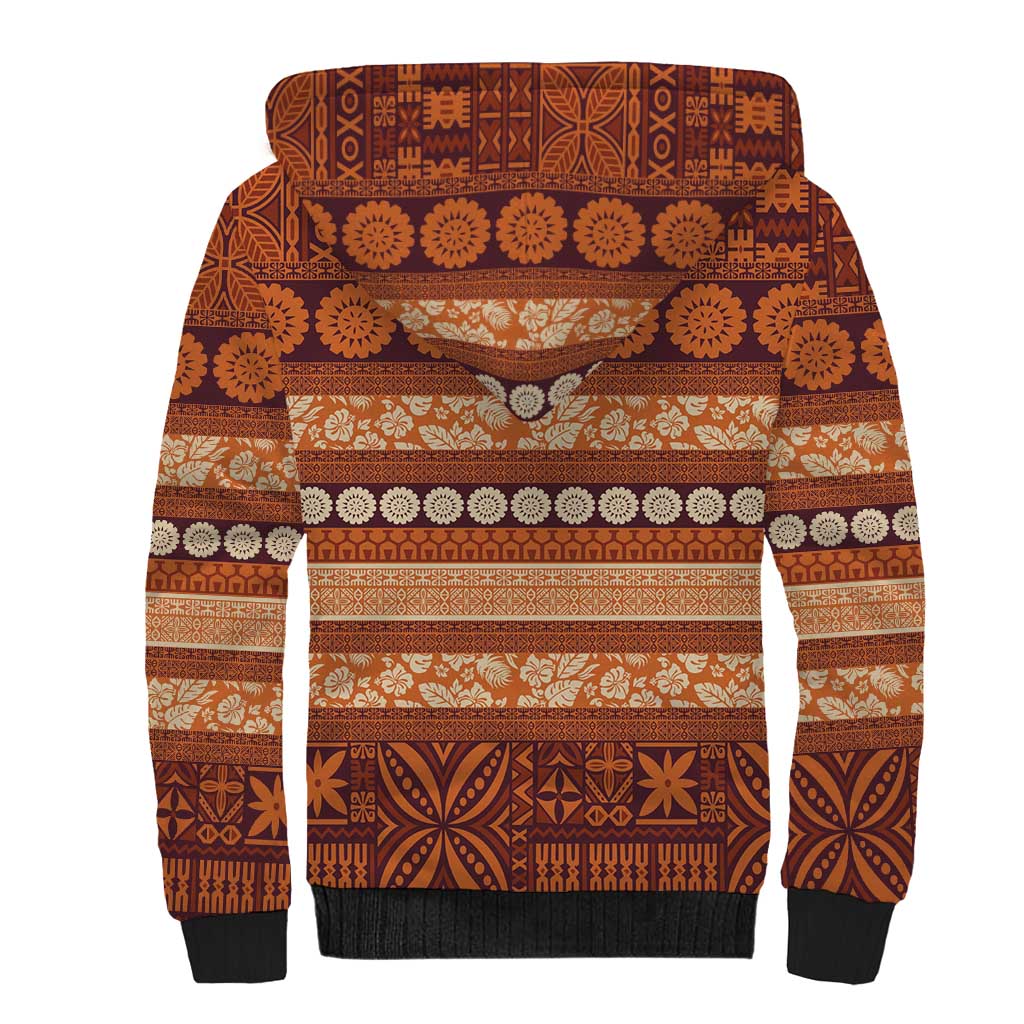 Fiji Marau na Kerisimasi Sherpa Hoodie Gold Tapa Masi Inspired Christmas - Polynesian Pride