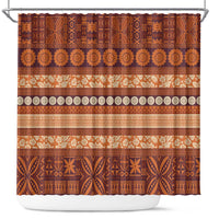 Fiji Marau na Kerisimasi Shower Curtain Gold Tapa Masi Inspired Christmas - Polynesian Pride