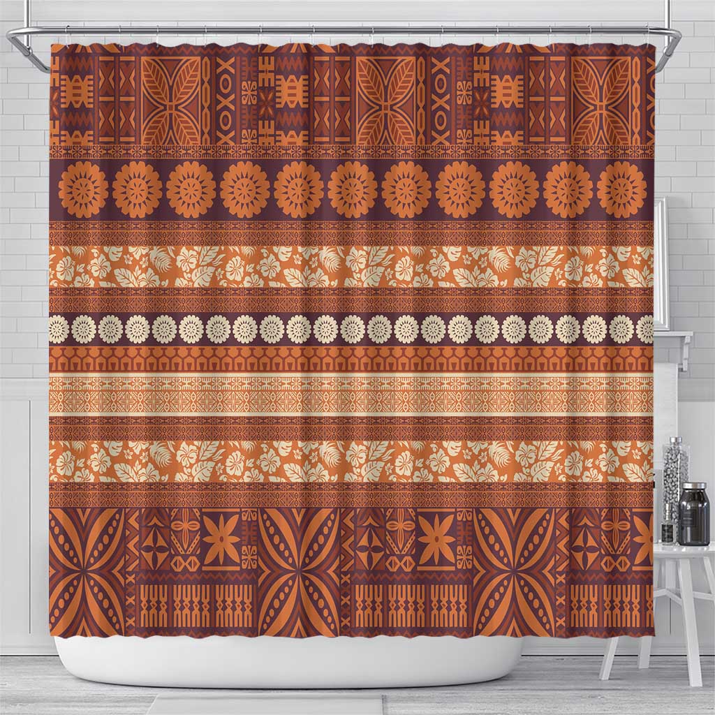 Fiji Marau na Kerisimasi Shower Curtain Gold Tapa Masi Inspired Christmas - Polynesian Pride