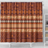 Fiji Marau na Kerisimasi Shower Curtain Gold Tapa Masi Inspired Christmas - Polynesian Pride