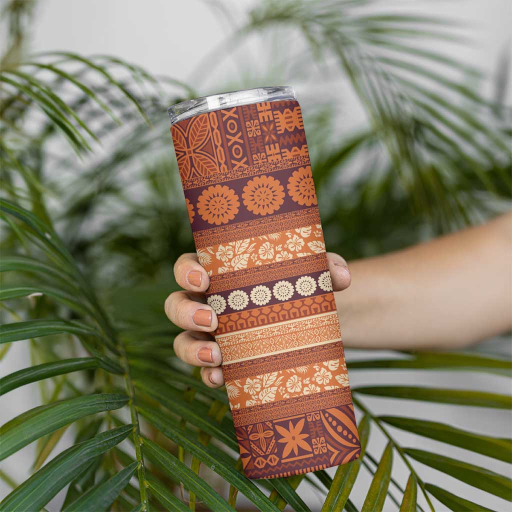 Fiji Marau na Kerisimasi Skinny Tumbler Gold Tapa Masi Inspired Christmas - Polynesian Pride