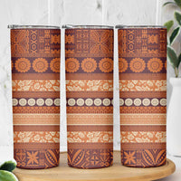 Fiji Marau na Kerisimasi Skinny Tumbler Gold Tapa Masi Inspired Christmas - Polynesian Pride