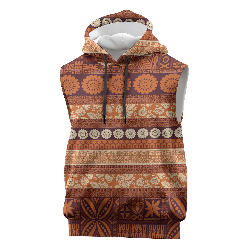 Fiji Marau na Kerisimasi Sleeveless Hoodie Gold Tapa Masi Inspired Christmas - Polynesian Pride