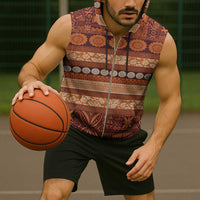 Fiji Marau na Kerisimasi Sleeveless Zip Hoodie Gold Tapa Masi Inspired Christmas - Polynesian Pride