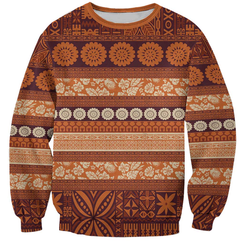 Fiji Marau na Kerisimasi Sweatshirt Gold Tapa Masi Inspired Christmas - Polynesian Pride