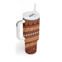 Fiji Marau na Kerisimasi Tumbler With Handle Gold Tapa Masi Inspired Christmas - Polynesian Pride