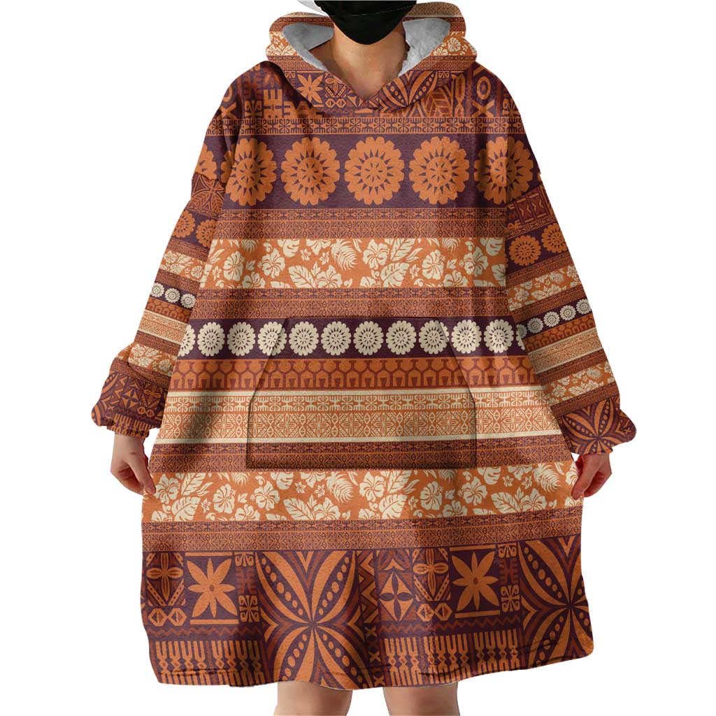 Fiji Marau na Kerisimasi Wearable Blanket Hoodie Gold Tapa Masi Inspired Christmas - Polynesian Pride