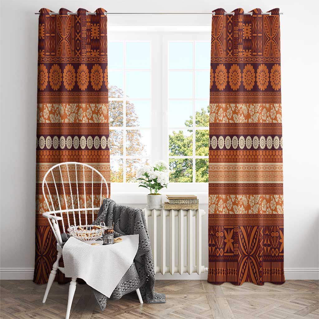 Fiji Marau na Kerisimasi Window Curtain Gold Tapa Masi Inspired Christmas - Polynesian Pride