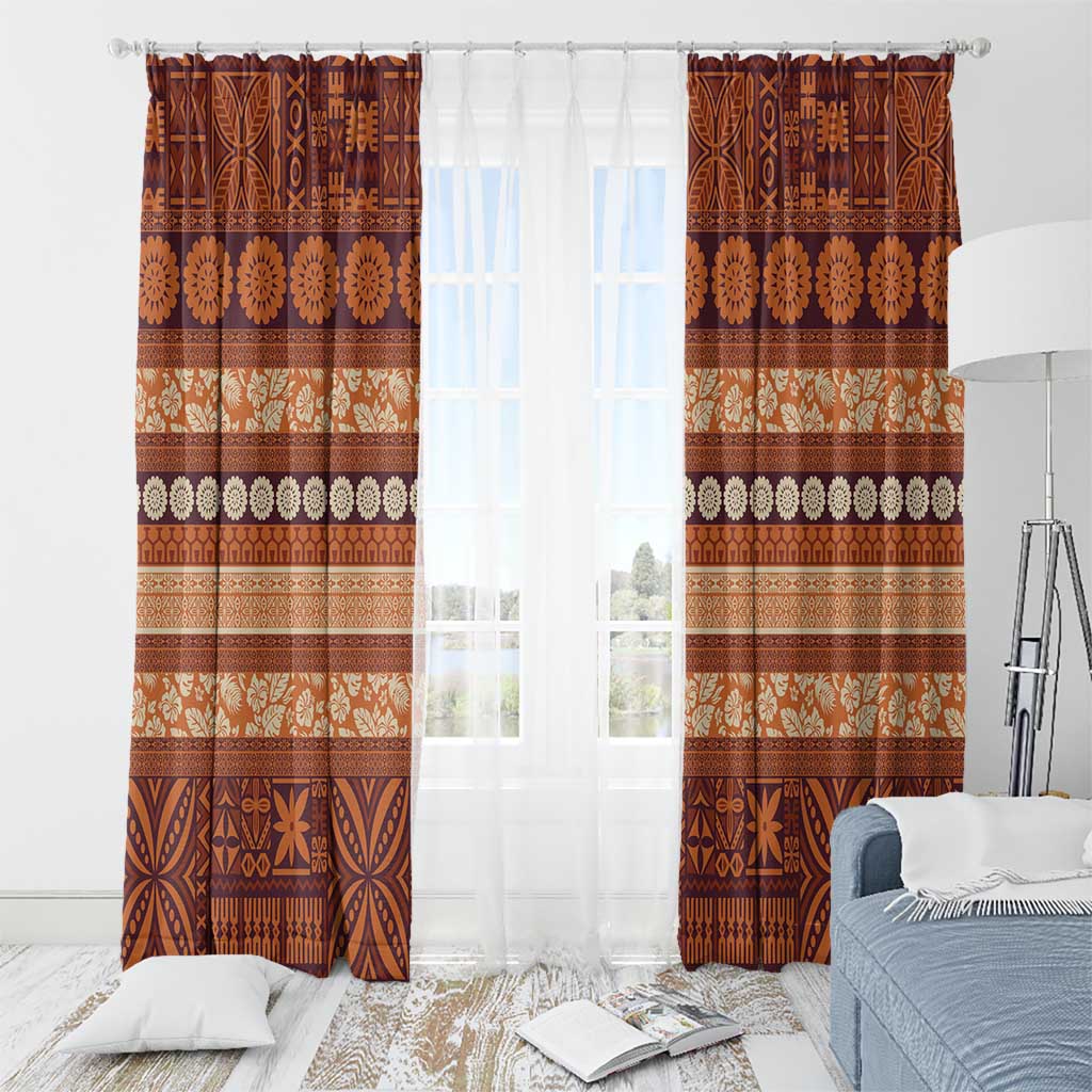 Fiji Marau na Kerisimasi Window Curtain Gold Tapa Masi Inspired Christmas - Polynesian Pride