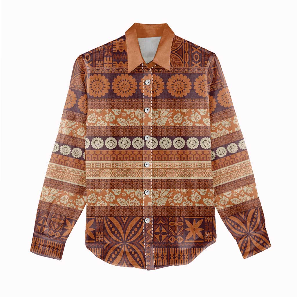 Fiji Marau na Kerisimasi Women Casual Shirt Gold Tapa Masi Inspired Christmas - Polynesian Pride