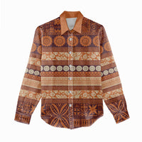 Fiji Marau na Kerisimasi Women Casual Shirt Gold Tapa Masi Inspired Christmas - Polynesian Pride