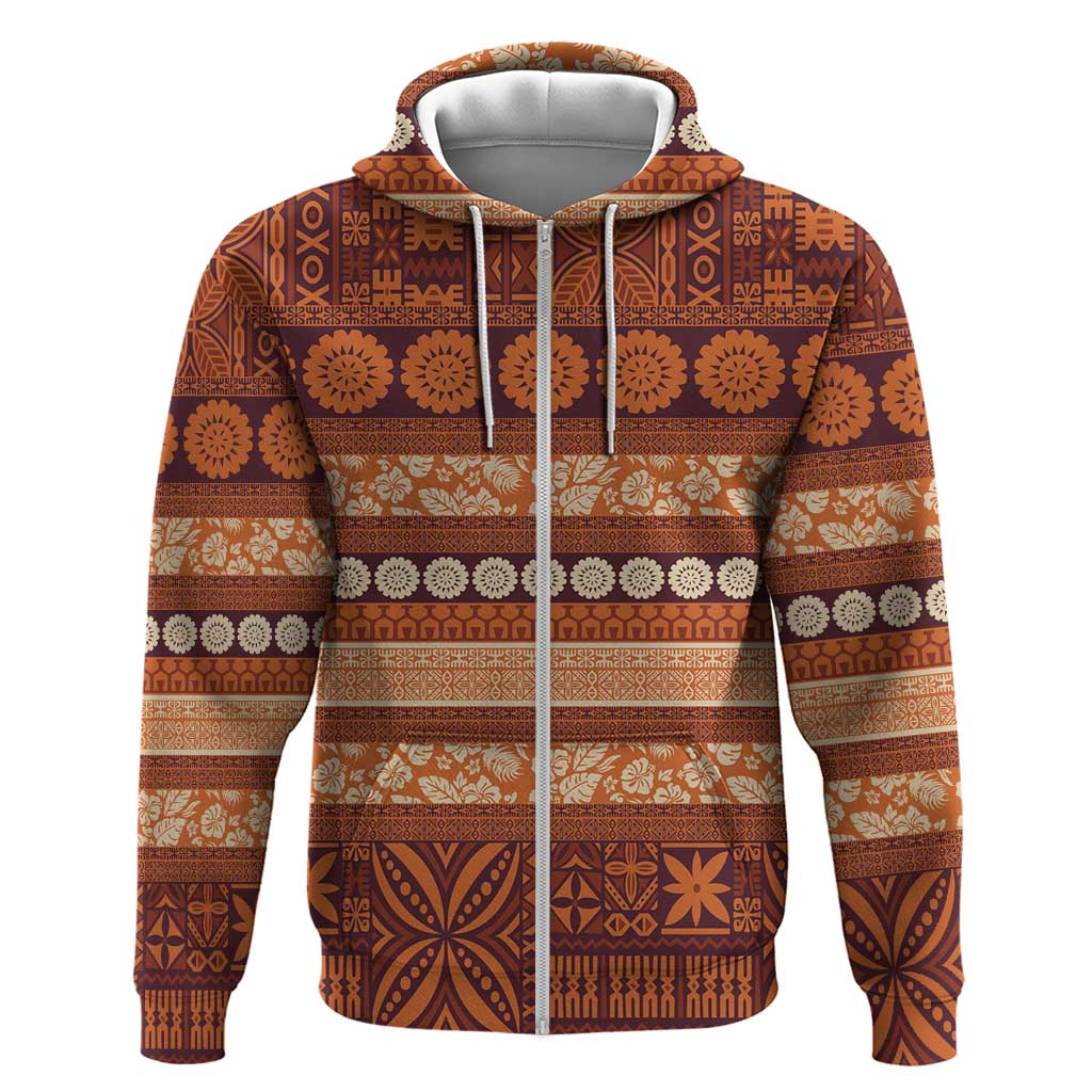 Fiji Marau na Kerisimasi Zip Hoodie Gold Tapa Masi Inspired Christmas - Polynesian Pride