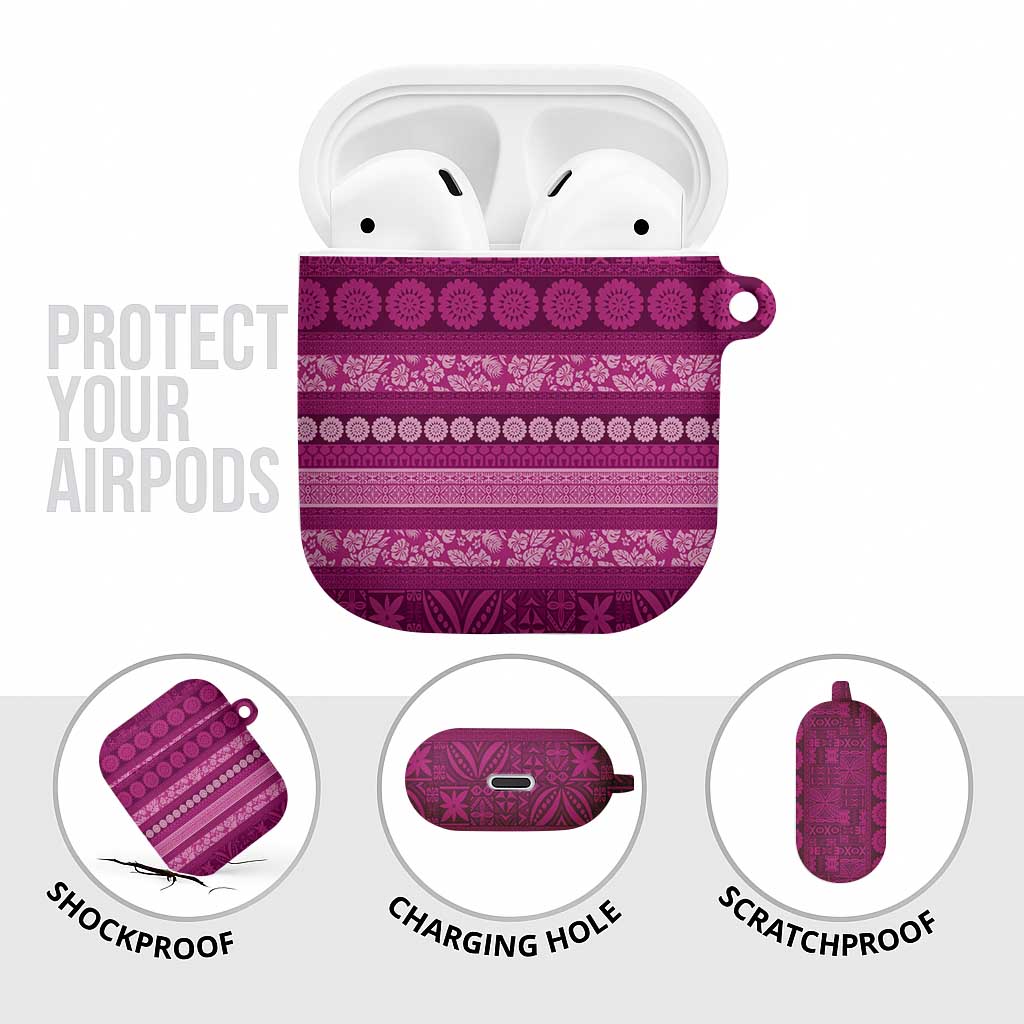 Fiji Marau na Kerisimasi AirPods Case Pink Tapa Masi Inspired Christmas - Polynesian Pride