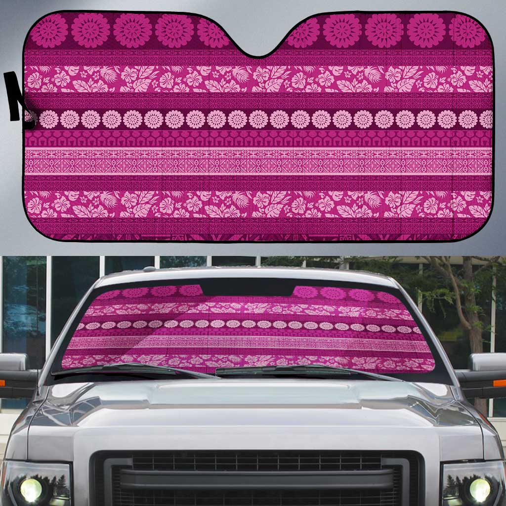 Fiji Marau na Kerisimasi Auto Sun Shade Pink Tapa Masi Inspired Christmas - Polynesian Pride