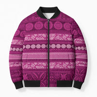 Fiji Marau na Kerisimasi Bomber Puffer Jacket Pink Tapa Masi Inspired Christmas - Polynesian Pride