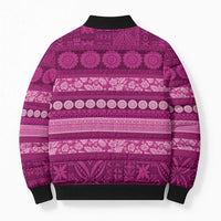 Fiji Marau na Kerisimasi Bomber Puffer Jacket Pink Tapa Masi Inspired Christmas - Polynesian Pride