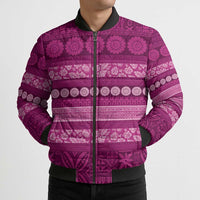 Fiji Marau na Kerisimasi Bomber Puffer Jacket Pink Tapa Masi Inspired Christmas - Polynesian Pride