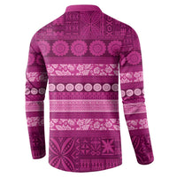 Fiji Marau na Kerisimasi Button Sweatshirt Pink Tapa Masi Inspired Christmas - Polynesian Pride