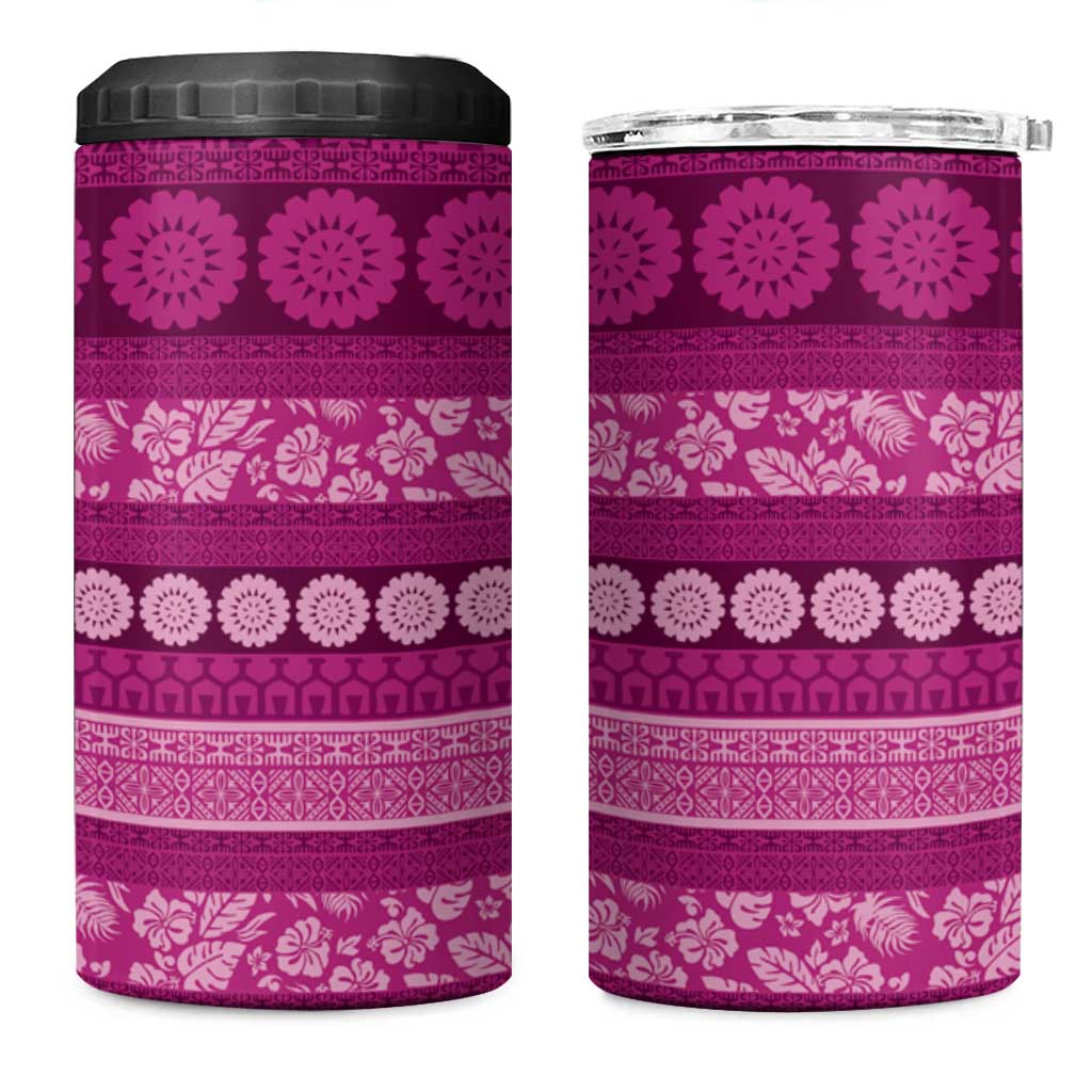 Fiji Marau na Kerisimasi 4 in 1 Can Cooler Tumbler Pink Tapa Masi Inspired Christmas - Polynesian Pride
