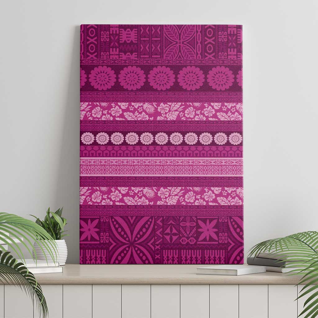 Fiji Marau na Kerisimasi Canvas Wall Art Pink Tapa Masi Inspired Christmas - Polynesian Pride