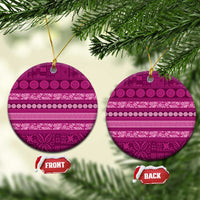 Fiji Marau na Kerisimasi Ceramic Ornament Pink Tapa Masi Inspired Christmas - Polynesian Pride