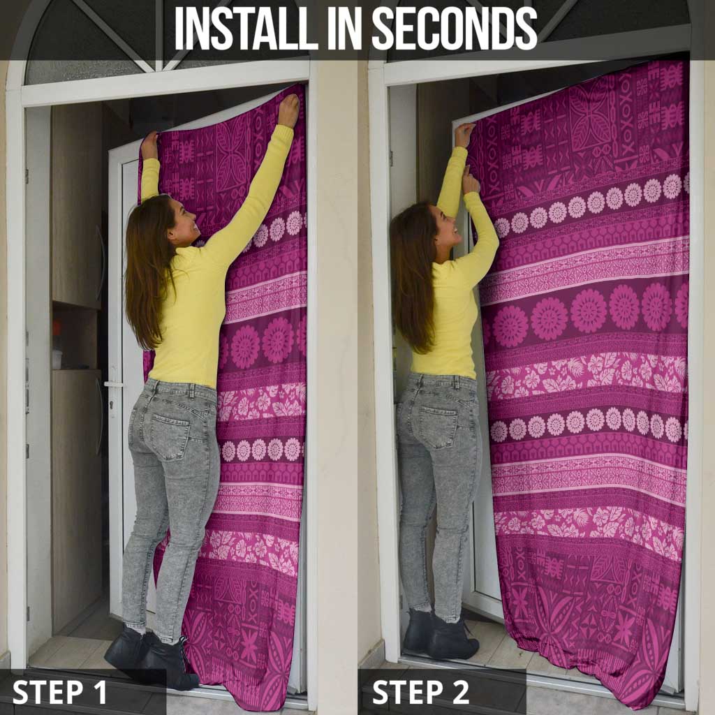 Fiji Marau na Kerisimasi Door Cover Pink Tapa Masi Inspired Christmas - Polynesian Pride