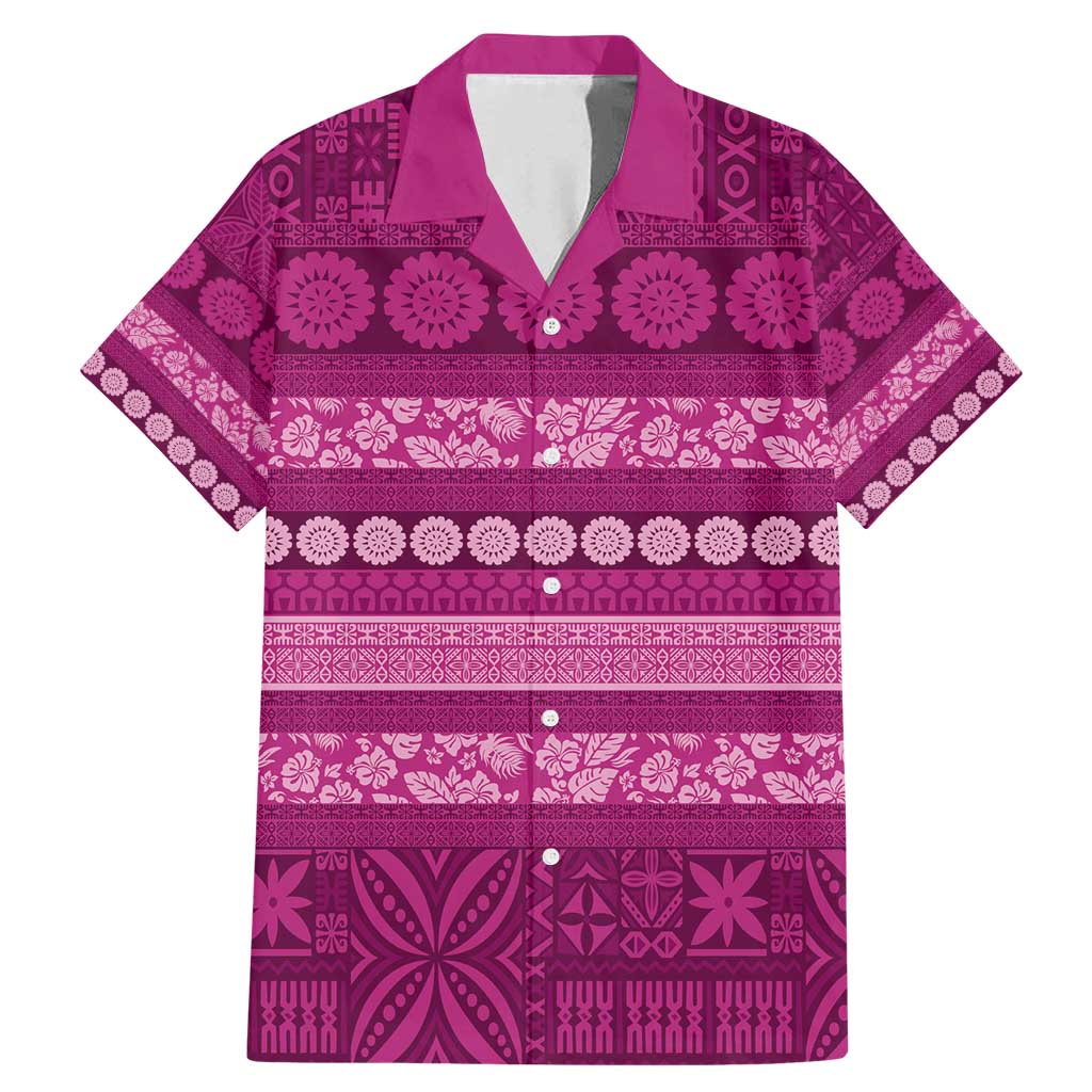 Fiji Marau na Kerisimasi Family Matching Mermaid Dress and Hawaiian Shirt Pink Tapa Masi Inspired Christmas - Polynesian Pride