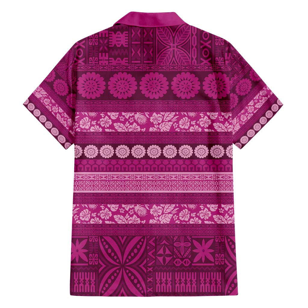Fiji Marau na Kerisimasi Family Matching Off Shoulder Maxi Dress and Hawaiian Shirt Pink Tapa Masi Inspired Christmas - Polynesian Pride