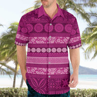 Fiji Marau na Kerisimasi Hawaiian Shirt Pink Tapa Masi Inspired Christmas - Polynesian Pride