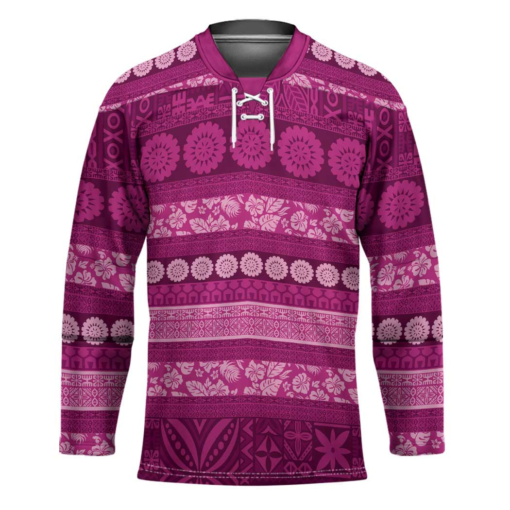 Fiji Marau na Kerisimasi Hockey Jersey Pink Tapa Masi Inspired Christmas - Polynesian Pride