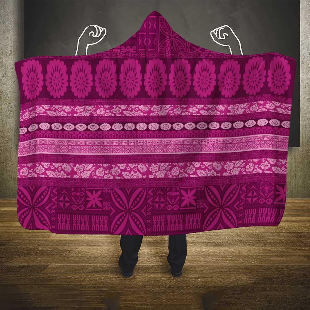 Fiji Marau na Kerisimasi Hooded Blanket Pink Tapa Masi Inspired Christmas - Polynesian Pride