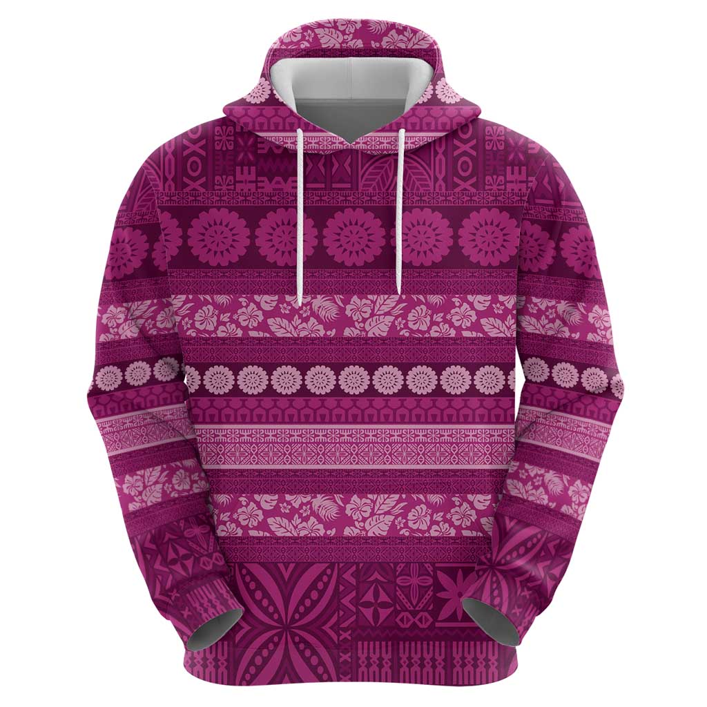 Fiji Marau na Kerisimasi Hoodie Pink Tapa Masi Inspired Christmas - Polynesian Pride