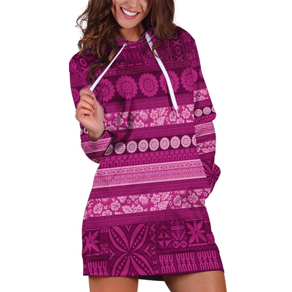 Fiji Marau na Kerisimasi Hoodie Dress Pink Tapa Masi Inspired Christmas - Polynesian Pride