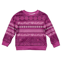 Fiji Marau na Kerisimasi Kid Ugly Christmas Sweater Pink Tapa Masi Inspired Christmas - Polynesian Pride