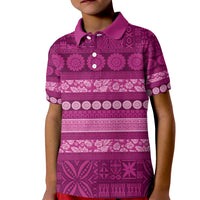 Fiji Marau na Kerisimasi Kid Polo Shirt Pink Tapa Masi Inspired Christmas - Polynesian Pride