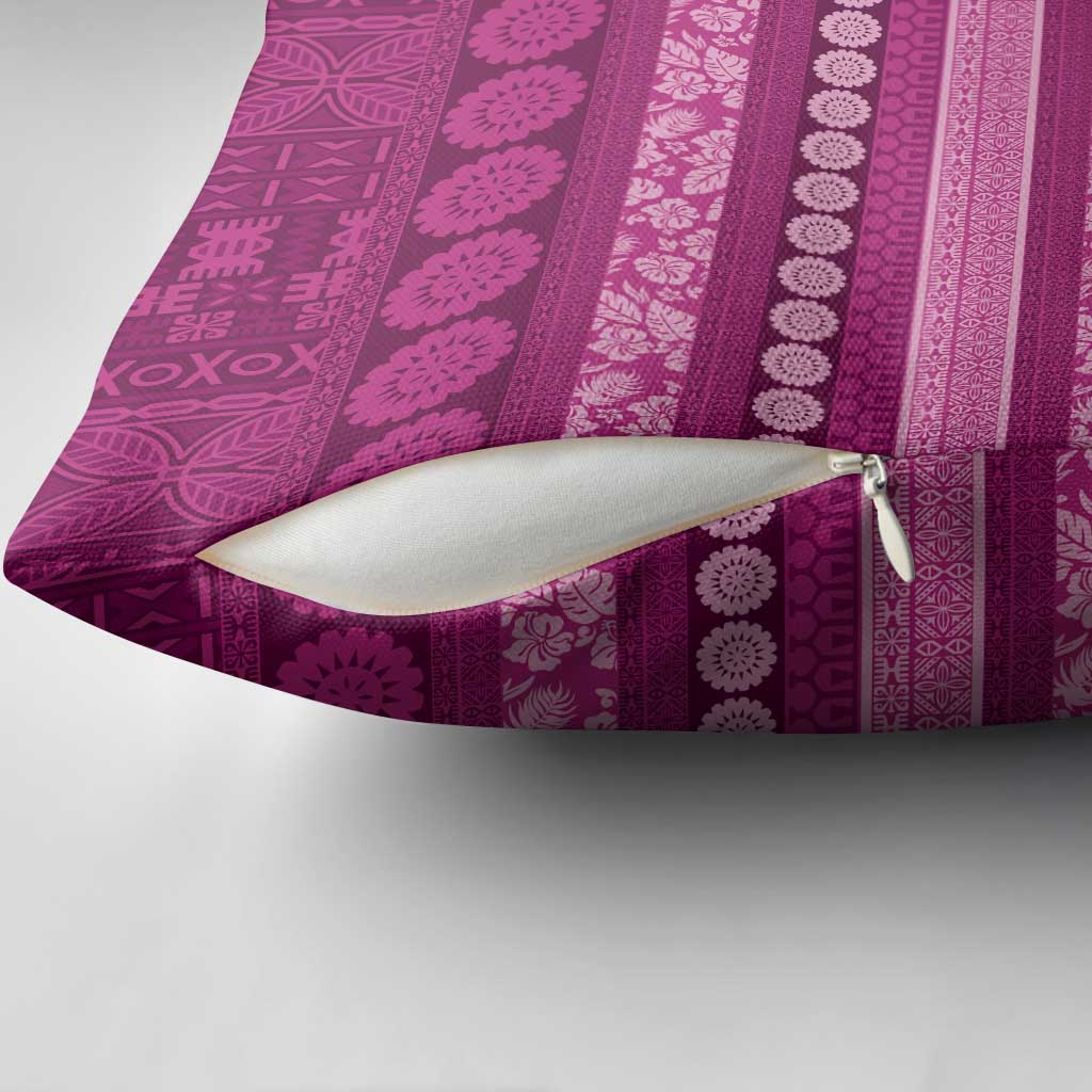 Fiji Marau na Kerisimasi Pillow Cover Pink Tapa Masi Inspired Christmas - Polynesian Pride