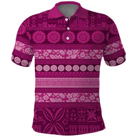 Fiji Marau na Kerisimasi Polo Shirt Pink Tapa Masi Inspired Christmas - Polynesian Pride