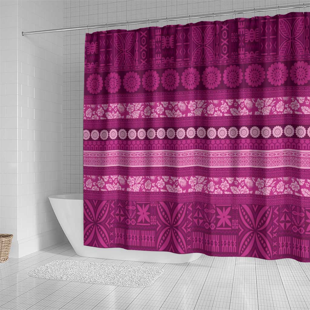 Fiji Marau na Kerisimasi Shower Curtain Pink Tapa Masi Inspired Christmas - Polynesian Pride