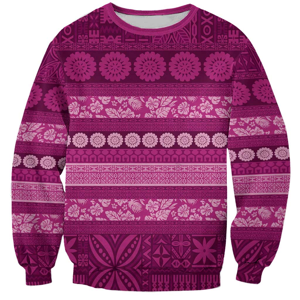 Fiji Marau na Kerisimasi Sweatshirt Pink Tapa Masi Inspired Christmas - Polynesian Pride